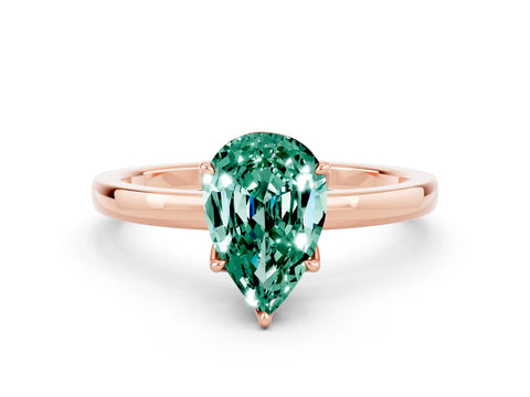 Rose gold Pear Cut Solitaire Diamond Ring with Thin Band and Four-Prong Setting