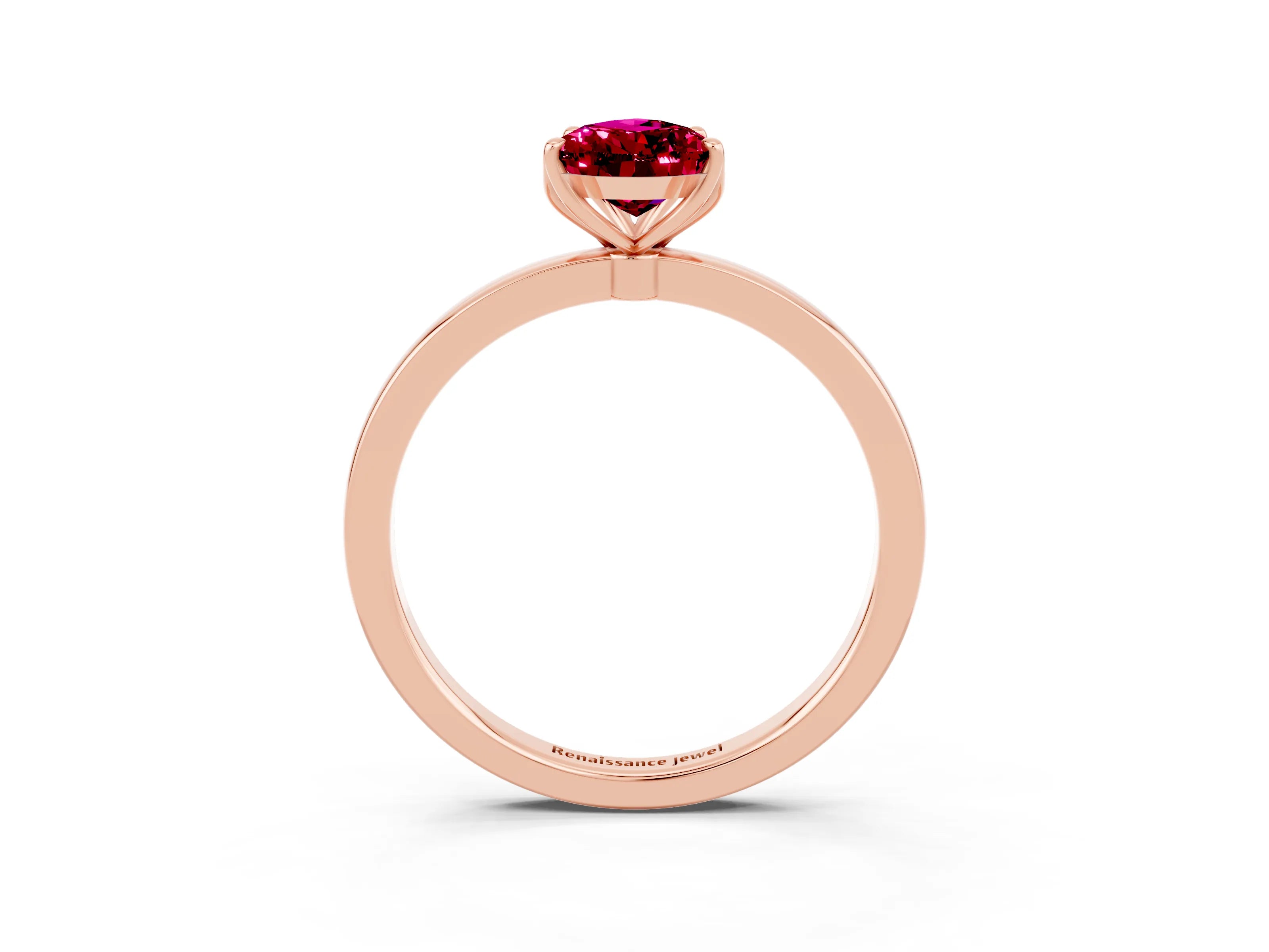 Rose gold Pear Cut Solitaire Diamond Ring with Thin Band and Four-Prong Setting_3