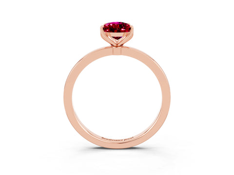 Rose gold Pear Cut Solitaire Diamond Ring with Thin Band and Four-Prong Setting_3