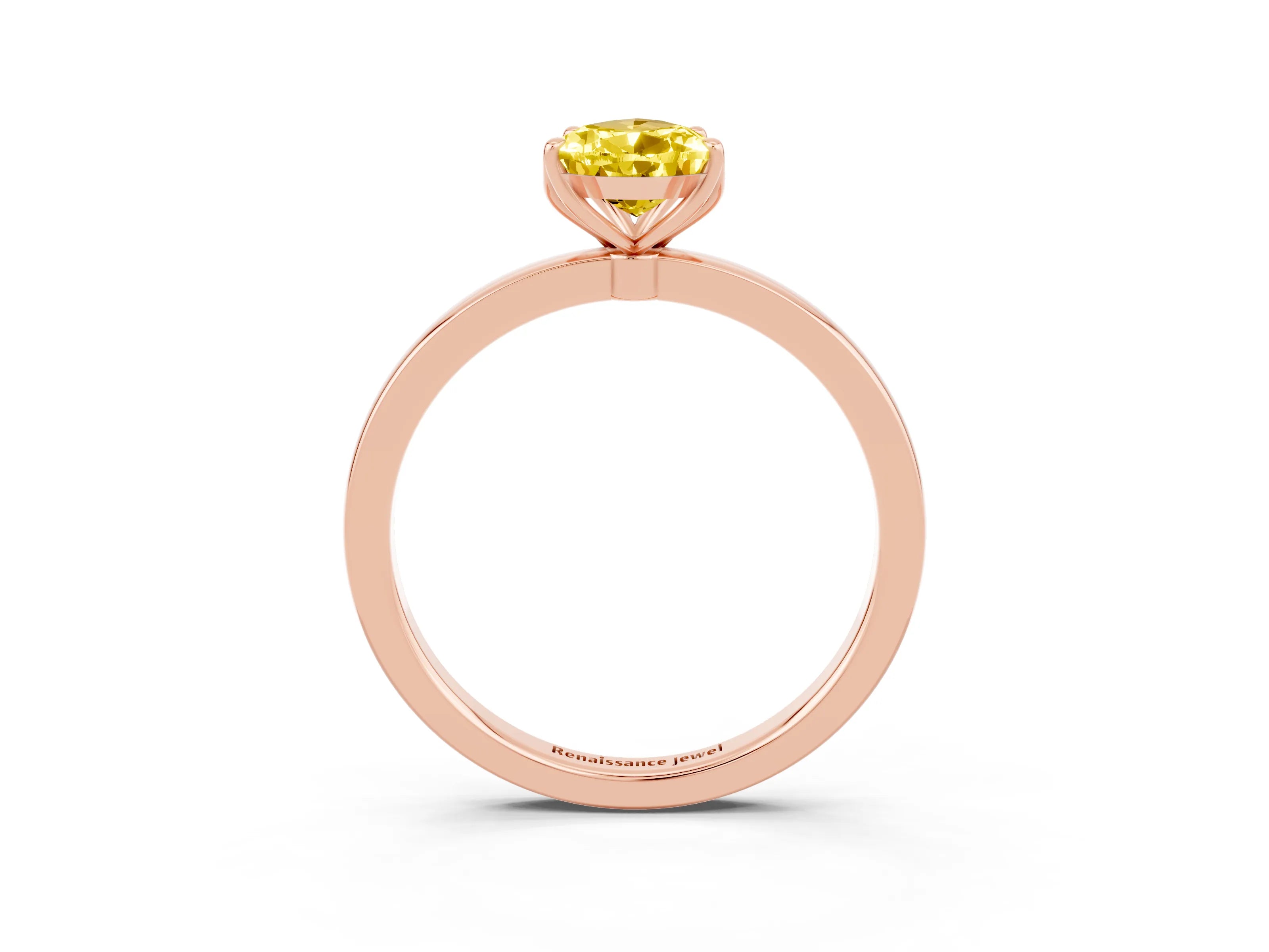 Rose gold Pear Cut Solitaire Diamond Ring with Thin Band and Four-Prong Setting_3