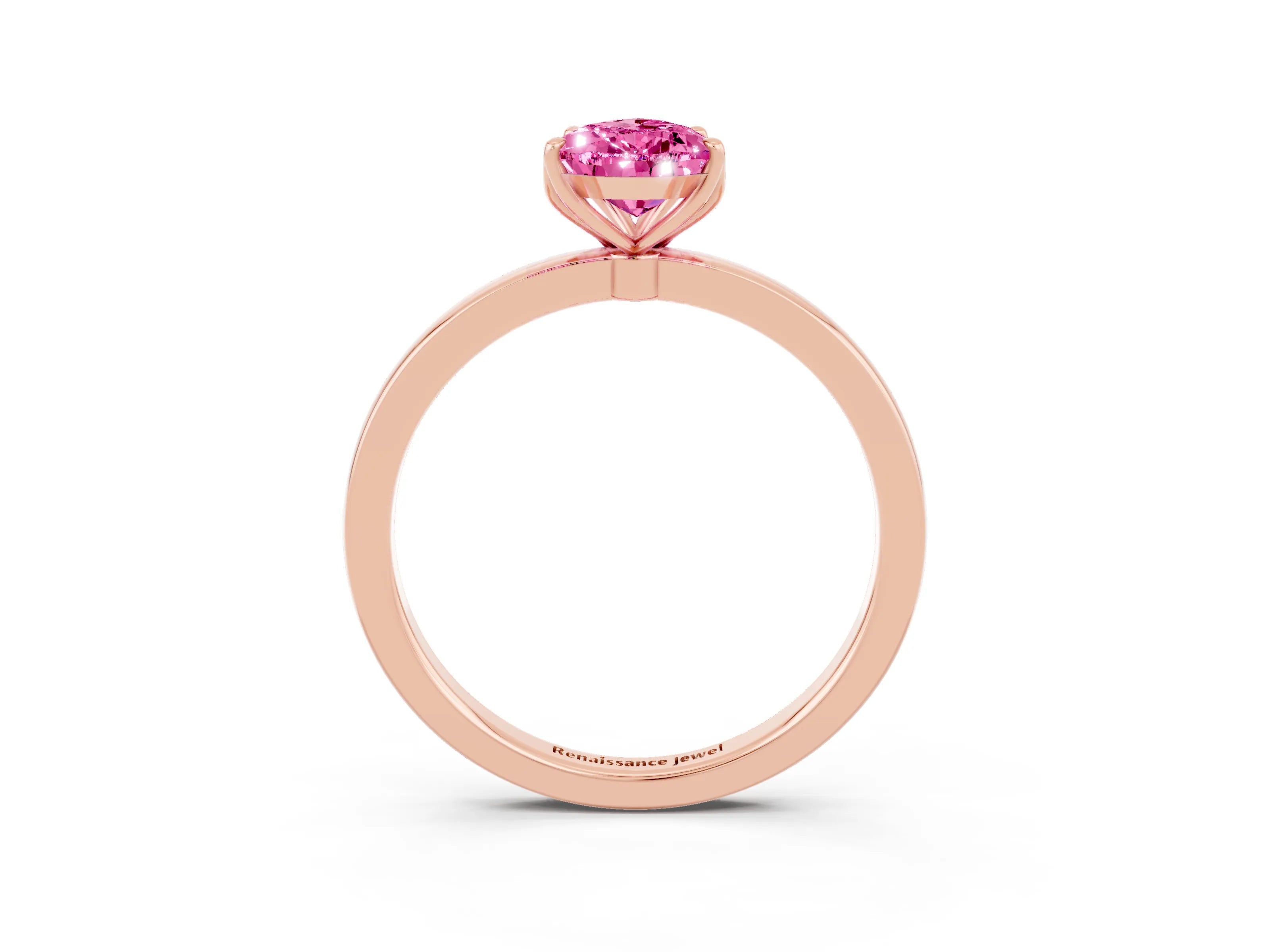 Rose gold Pear Cut Solitaire Diamond Ring with Thin Band and Four-Prong Setting_3