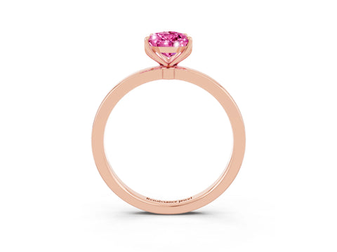 Rose gold Pear Cut Solitaire Diamond Ring with Thin Band and Four-Prong Setting_3