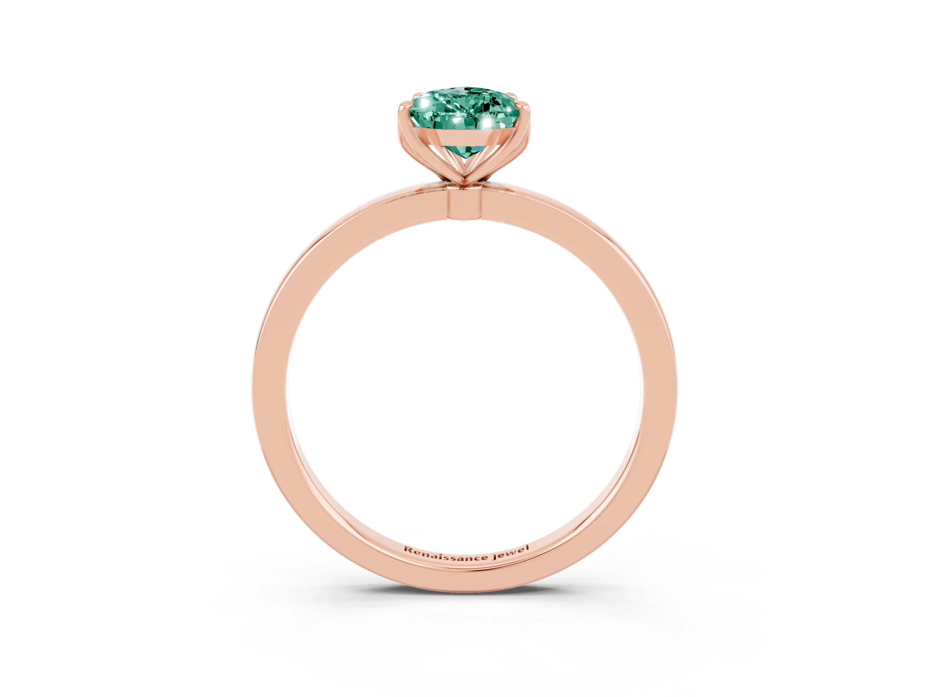 Rose gold Pear Cut Solitaire Diamond Ring with Thin Band and Four-Prong Setting_3