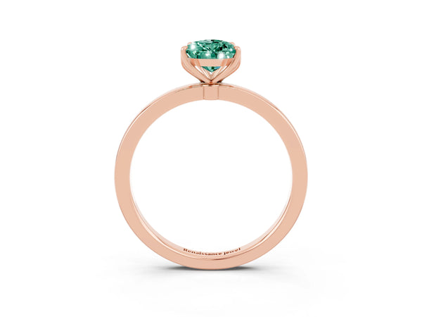 Rose gold Pear Cut Solitaire Diamond Ring with Thin Band and Four-Prong Setting