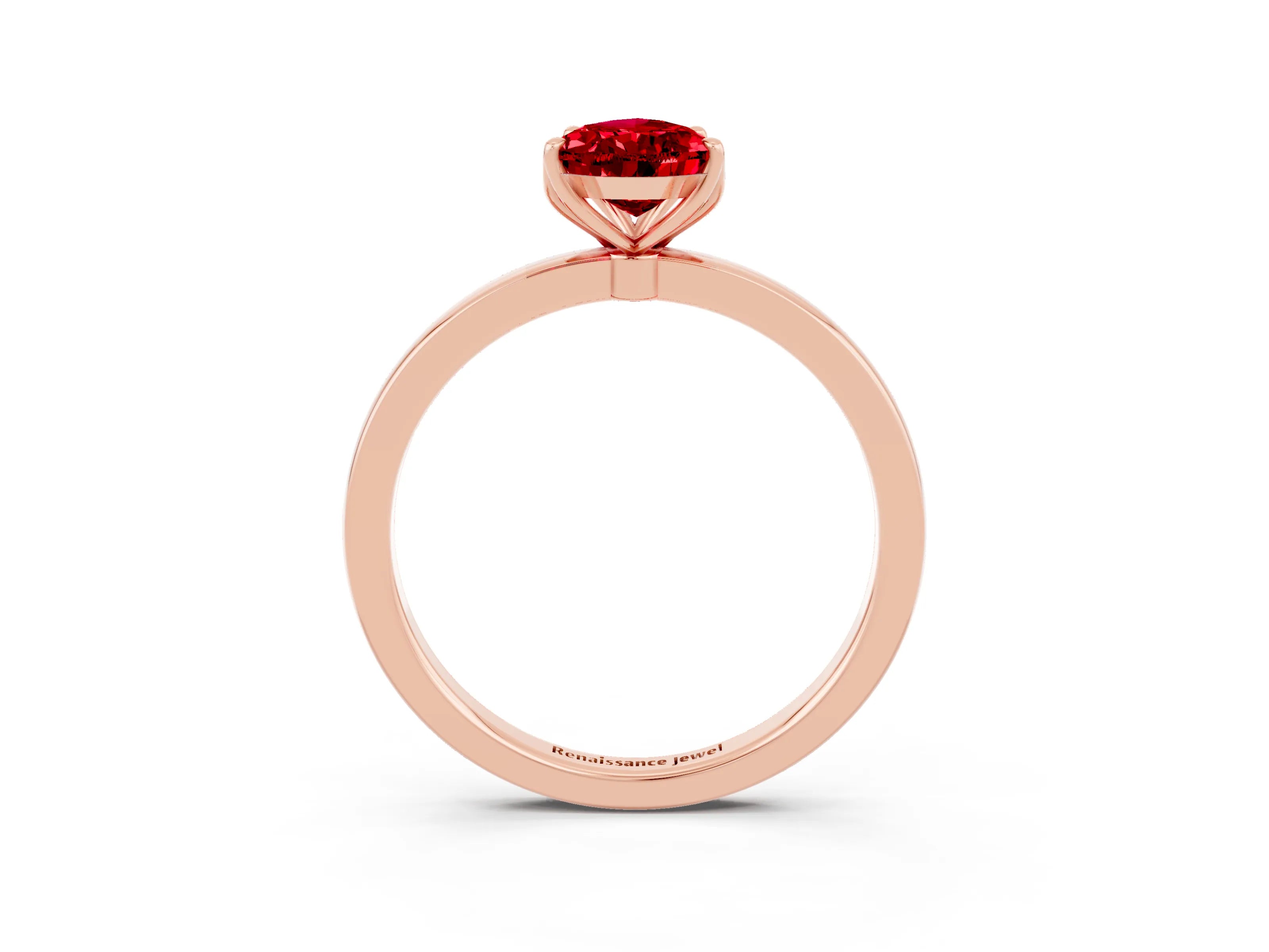 Rose gold Pear Cut Solitaire Diamond Ring with Thin Band and Four-Prong Setting_3