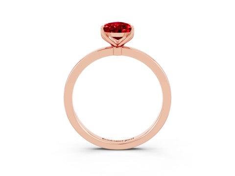 Rose gold Pear Cut Solitaire Diamond Ring with Thin Band and Four-Prong Setting_3