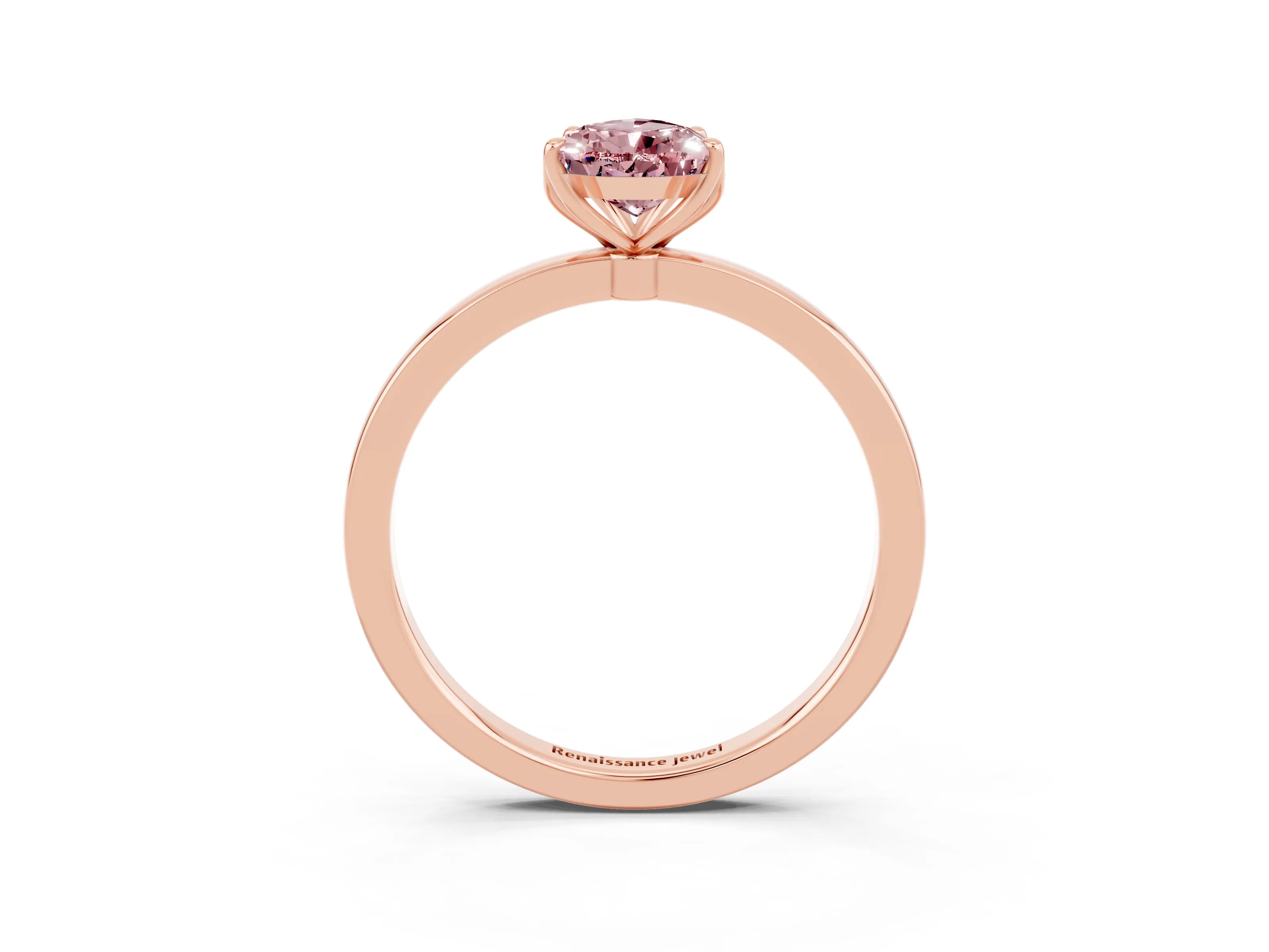 Rose gold Pear Cut Solitaire Diamond Ring with Thin Band and Four-Prong Setting_3