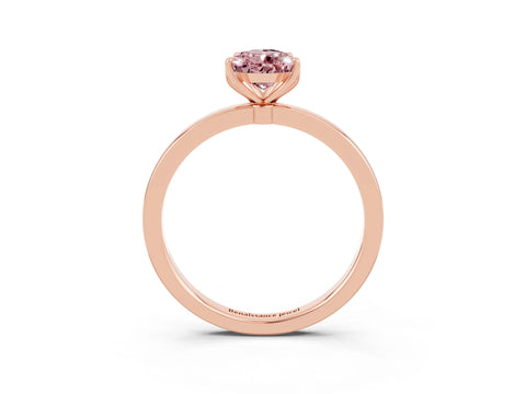 Rose gold Pear Cut Solitaire Diamond Ring with Thin Band and Four-Prong Setting_3