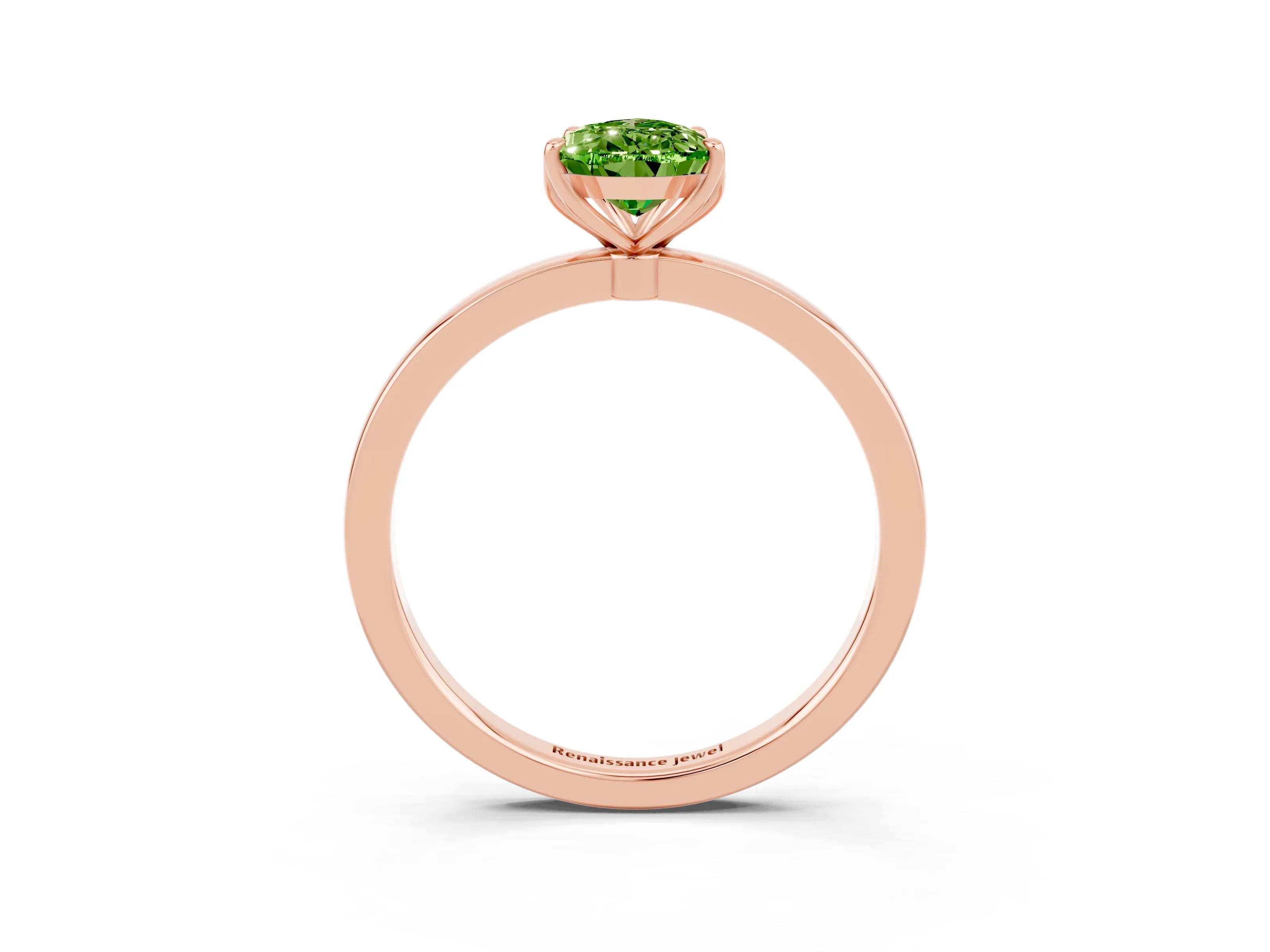 Rose gold Pear Cut Solitaire Diamond Ring with Thin Band and Four-Prong Setting_3