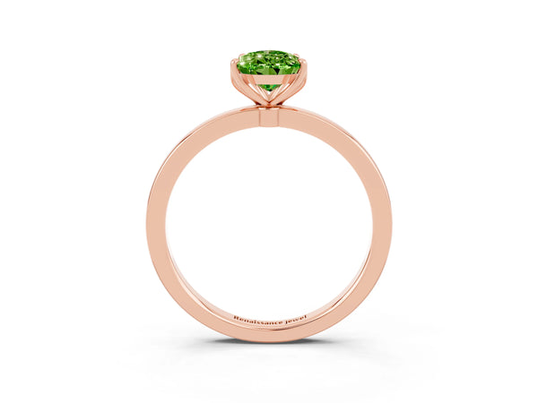 Rose gold Pear Cut Solitaire Diamond Ring with Thin Band and Four-Prong Setting
