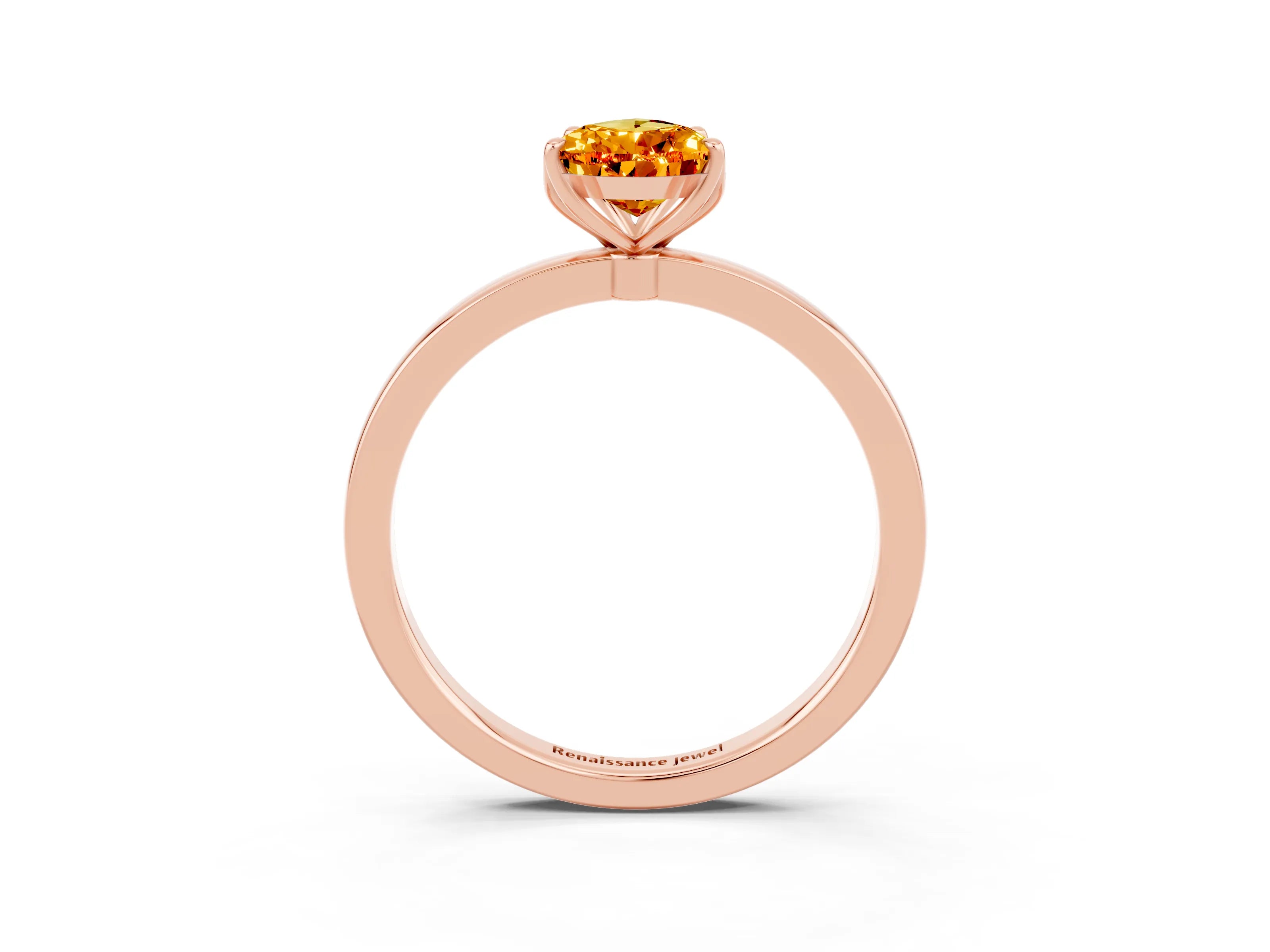 Rose gold Pear Cut Solitaire Diamond Ring with Thin Band and Four-Prong Setting_3