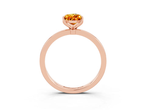 Rose gold Pear Cut Solitaire Diamond Ring with Thin Band and Four-Prong Setting_3