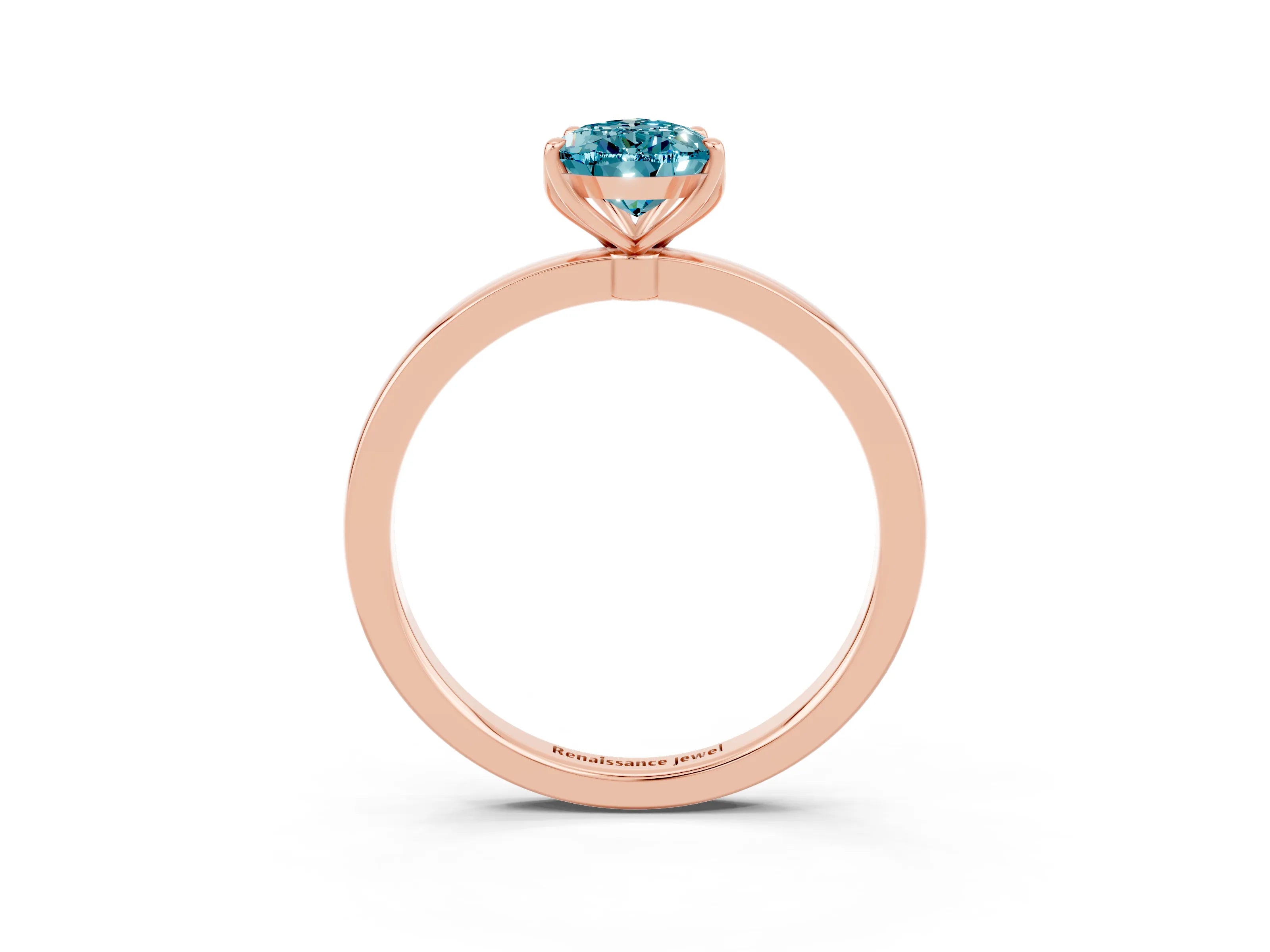 Rose gold Pear Cut Solitaire Diamond Ring with Thin Band and Four-Prong Setting_3