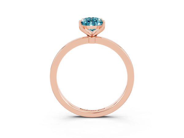 Rose gold Pear Cut Solitaire Diamond Ring with Thin Band and Four-Prong Setting