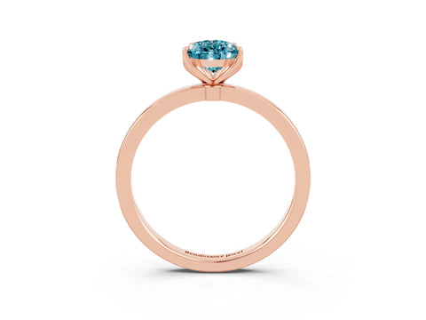 Rose gold Pear Cut Solitaire Diamond Ring with Thin Band and Four-Prong Setting_3