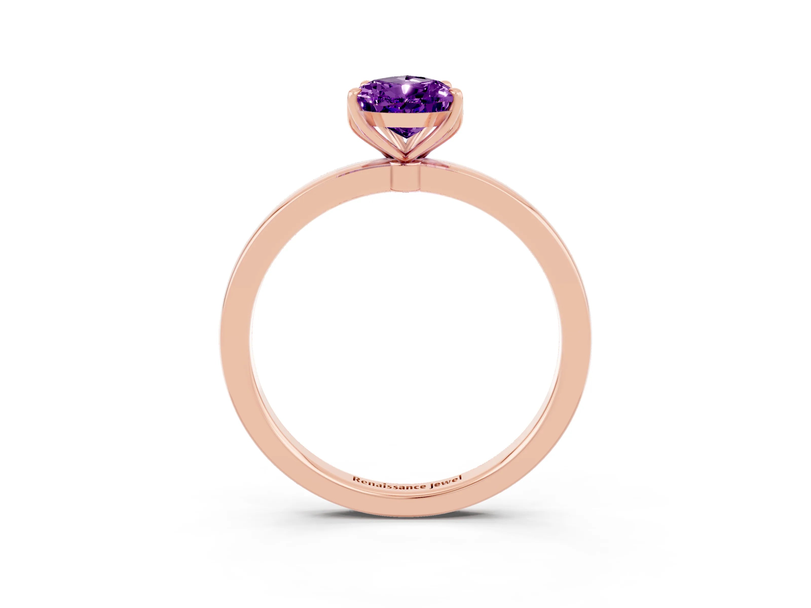 Rose gold Pear Cut Solitaire Diamond Ring with Thin Band and Four-Prong Setting_3
