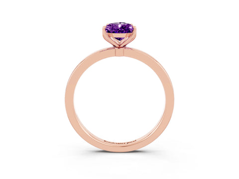 Rose gold Pear Cut Solitaire Diamond Ring with Thin Band and Four-Prong Setting_3