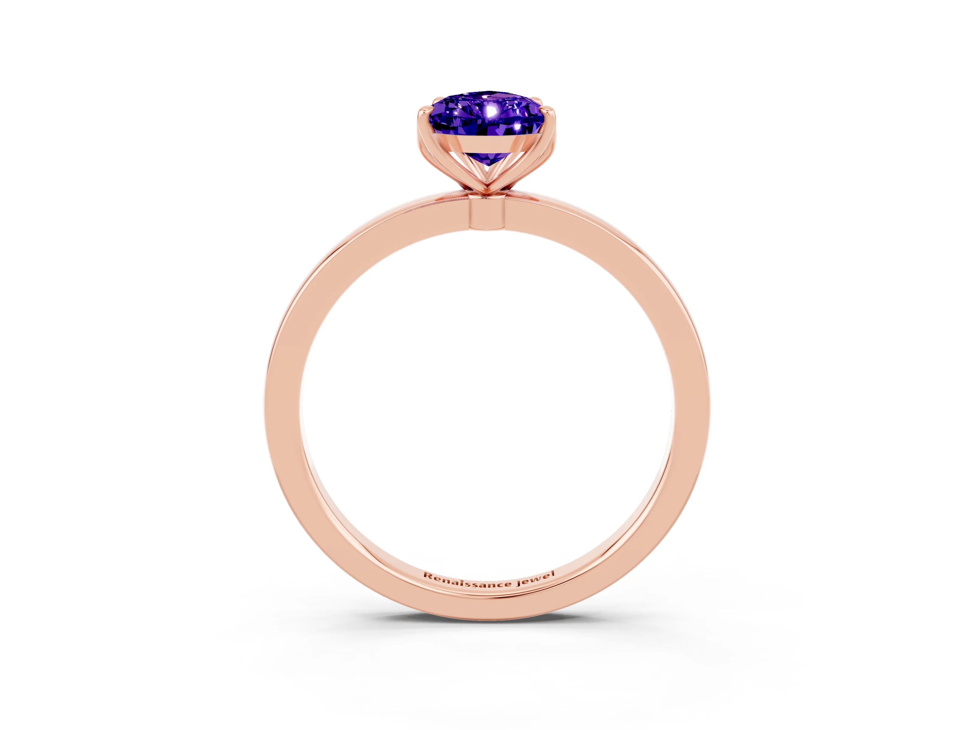 Rose gold Pear Cut Solitaire Diamond Ring with Thin Band and Four-Prong Setting_3
