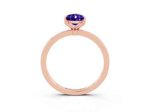 Rose gold Pear Cut Solitaire Diamond Ring with Thin Band and Four-Prong Setting_3