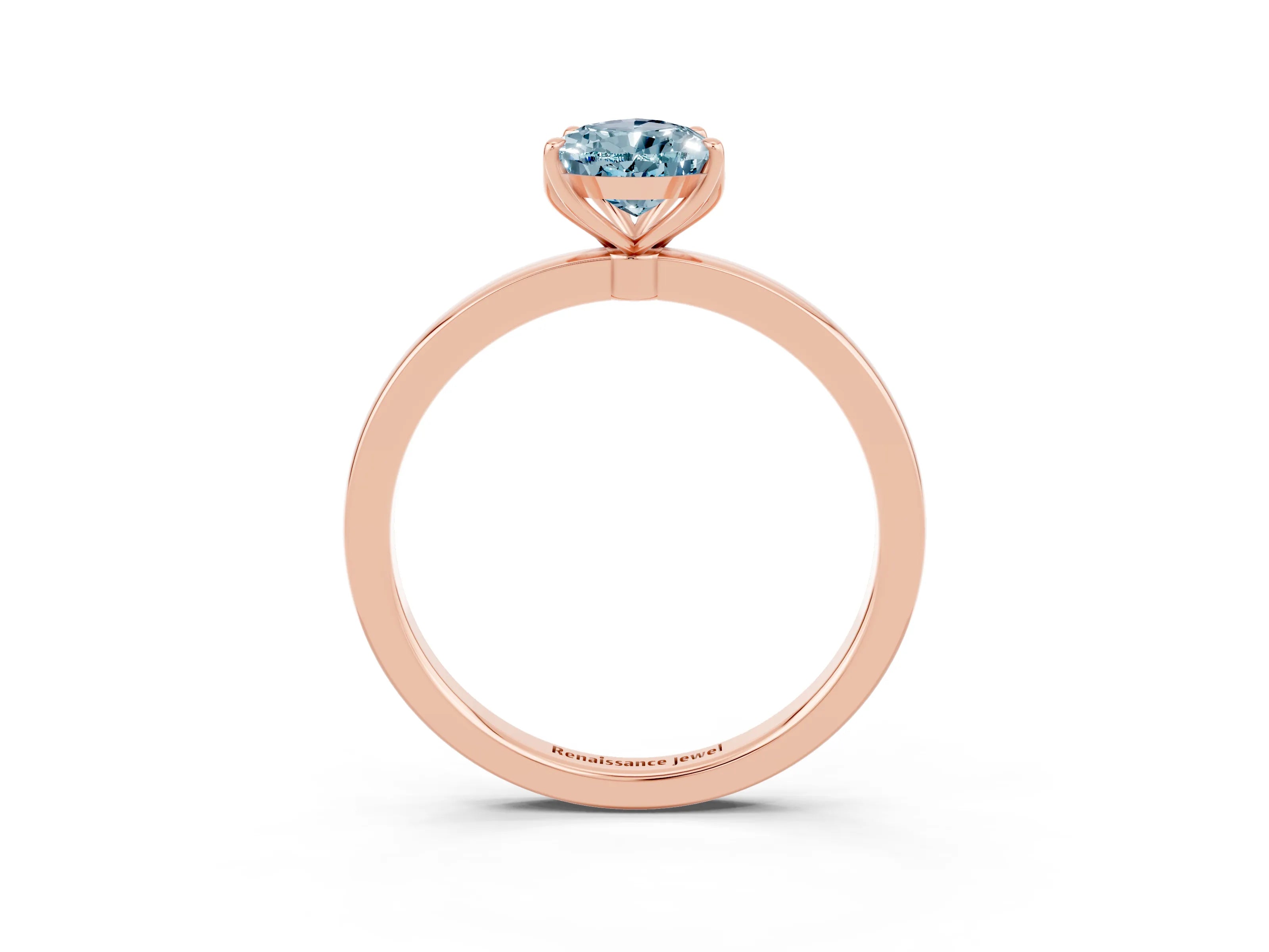 Rose gold Pear Cut Solitaire Diamond Ring with Thin Band and Four-Prong Setting_3