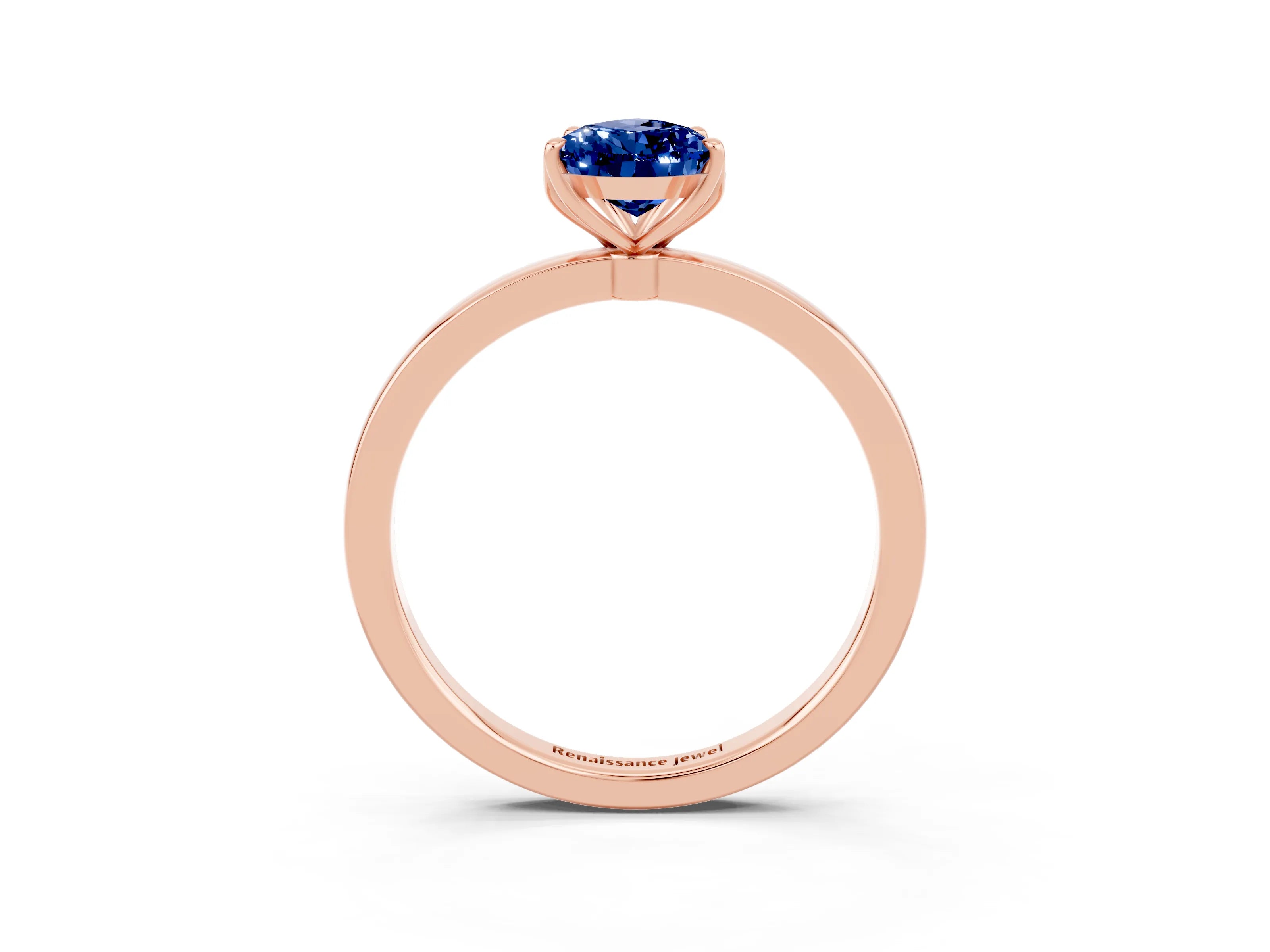 Rose gold Pear Cut Solitaire Diamond Ring with Thin Band and Four-Prong Setting_3
