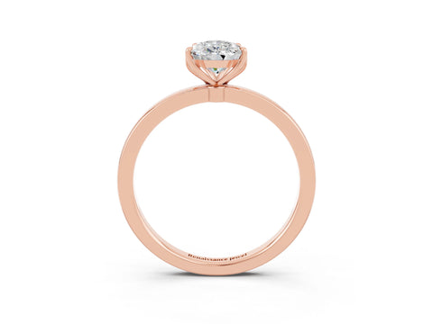Rose gold Pear Cut Solitaire Diamond Ring with Thin Band and Four-Prong Setting_3