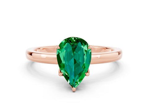 Rose gold Pear Cut Solitaire Diamond Ring with Thin Band and Four-Prong Setting
