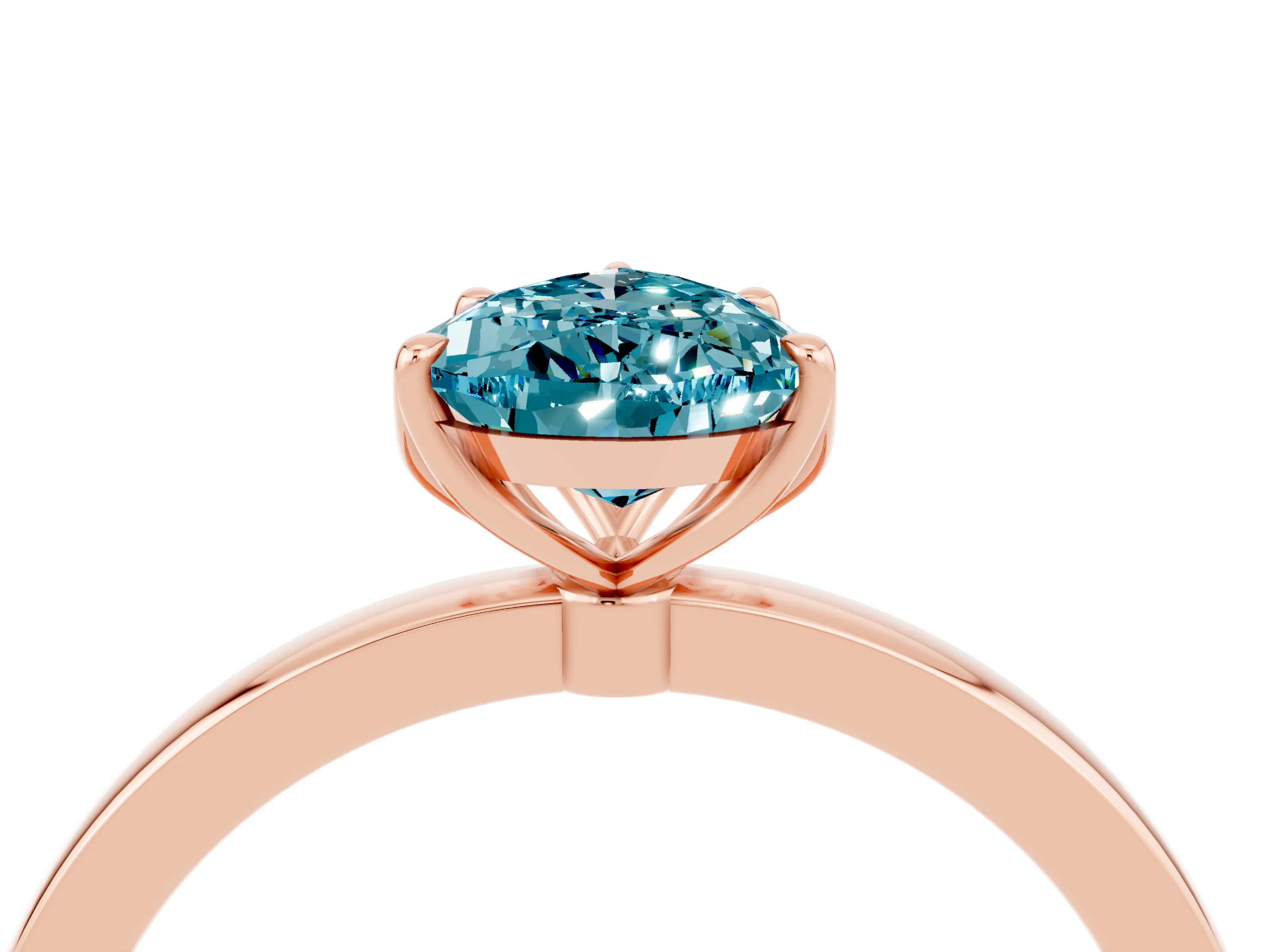 Rose gold Pear Cut Solitaire Diamond Ring with Thin Band and Four-Prong Setting_4