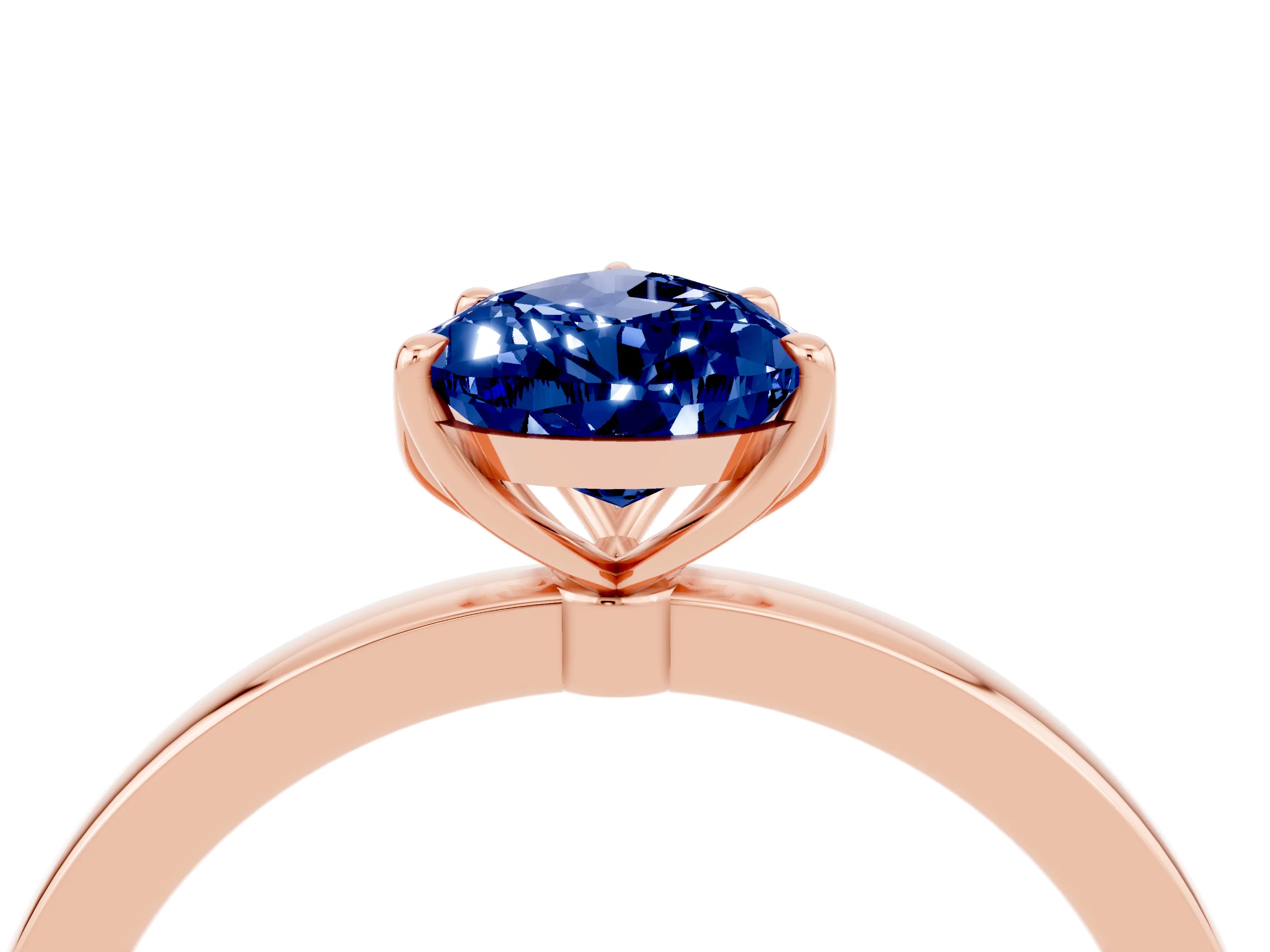 Rose gold Pear Cut Solitaire Diamond Ring with Thin Band and Four-Prong Setting_4