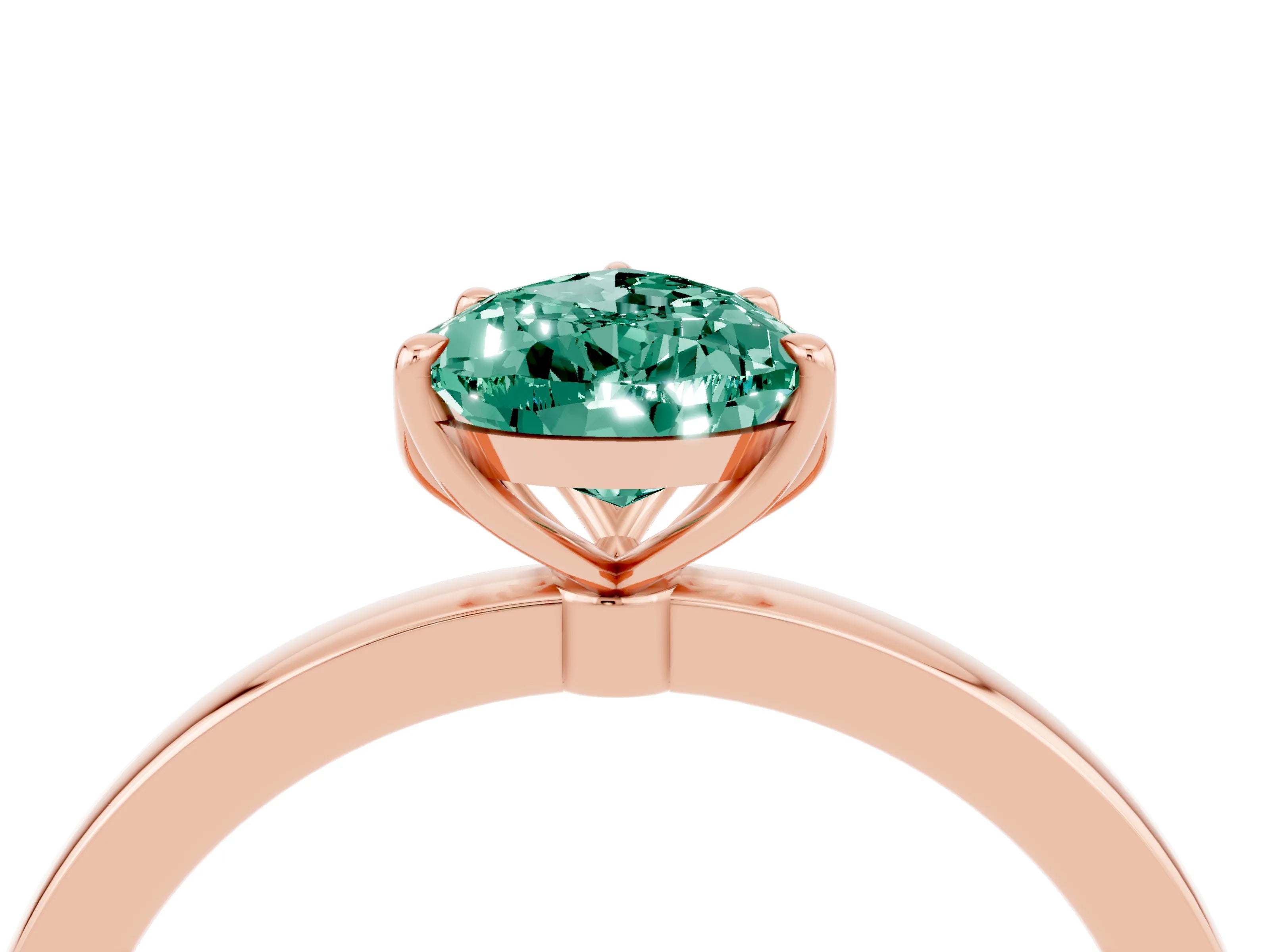 Rose gold Pear Cut Solitaire Diamond Ring with Thin Band and Four-Prong Setting_4