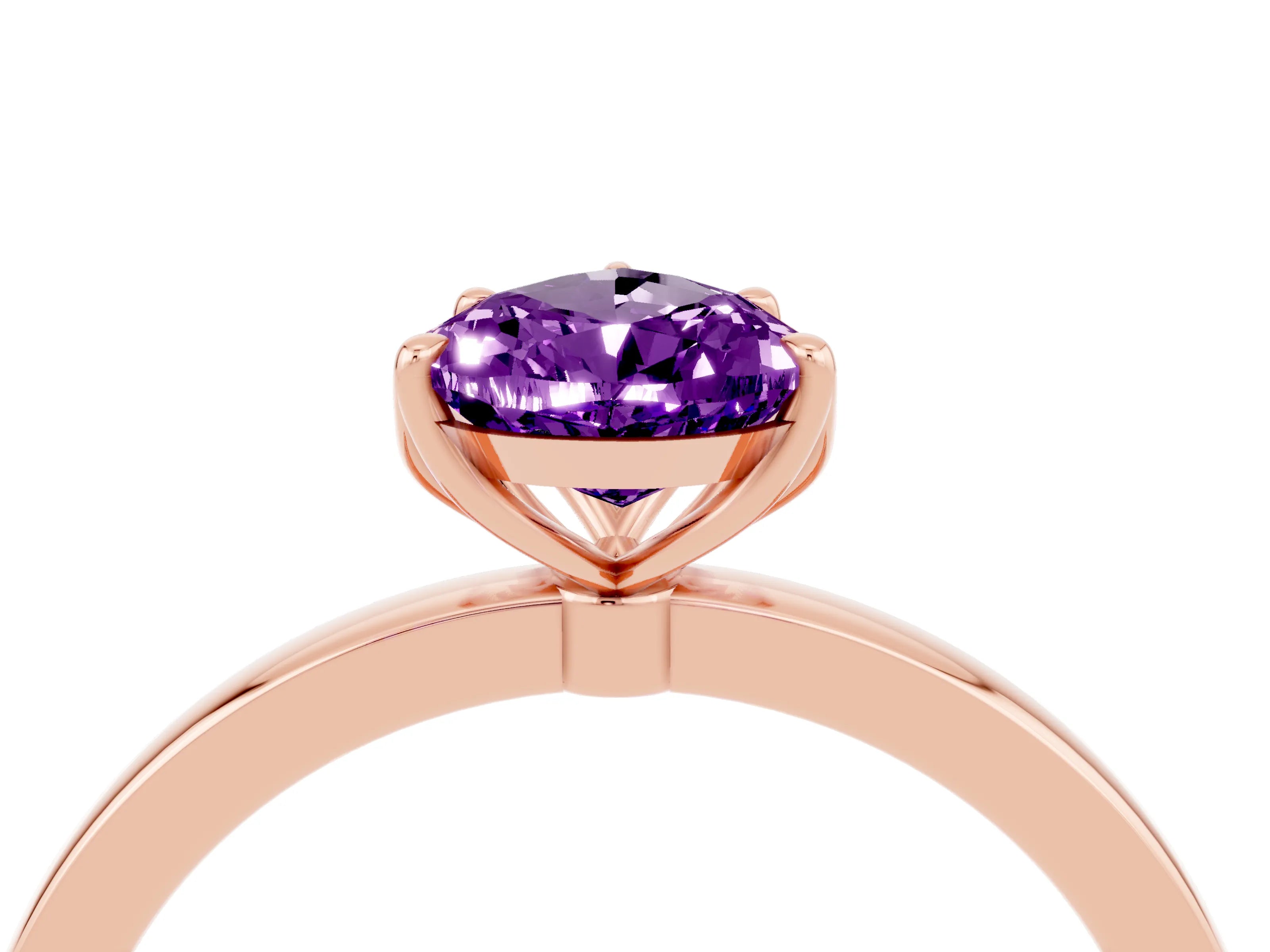 Rose gold Pear Cut Solitaire Diamond Ring with Thin Band and Four-Prong Setting_4