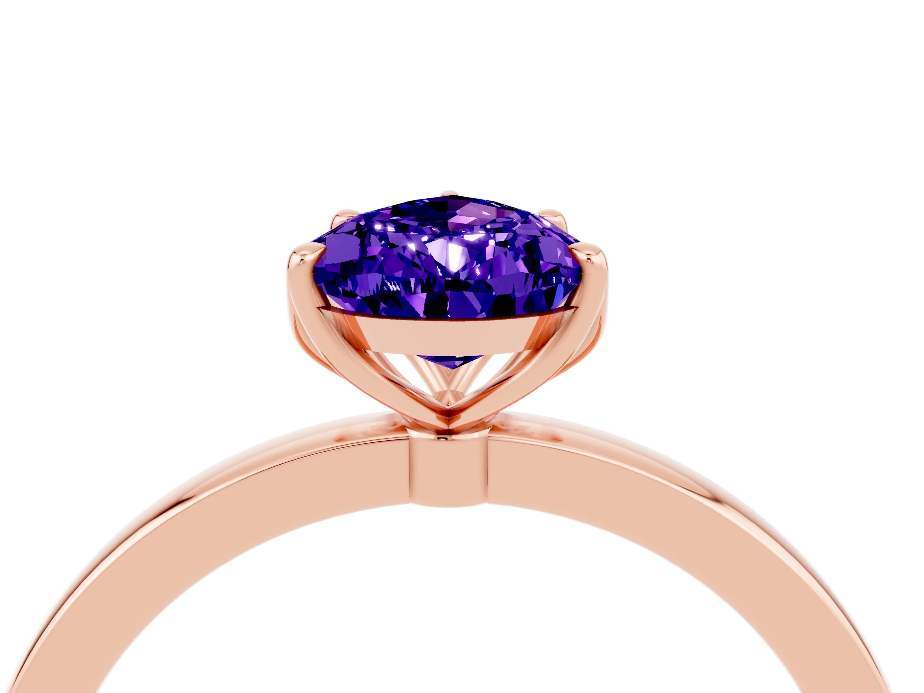 Rose gold Pear Cut Solitaire Diamond Ring with Thin Band and Four-Prong Setting_4