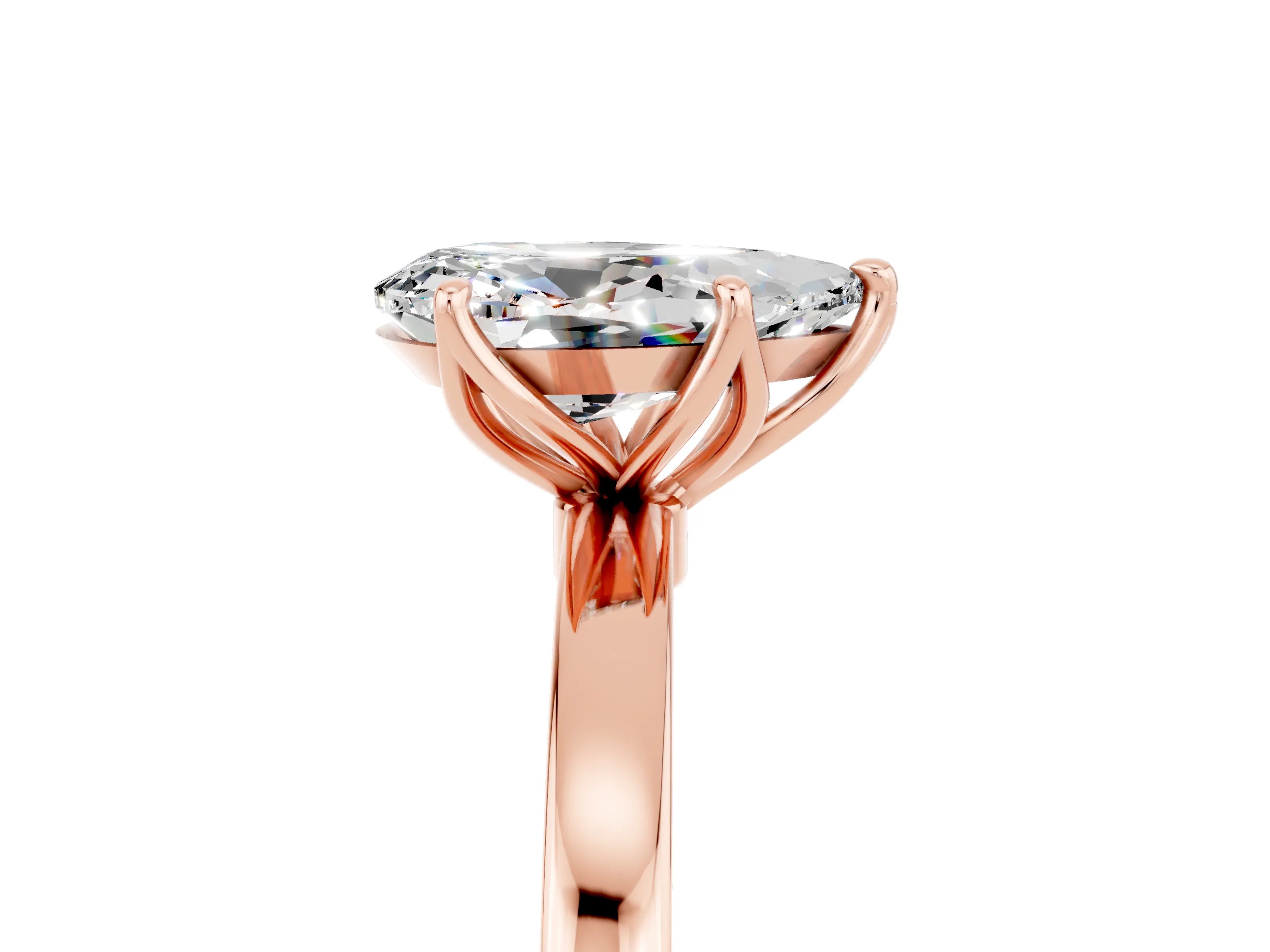 Rose gold Pear Cut Solitaire Diamond Ring with Thin Band and Four-Prong Setting_5