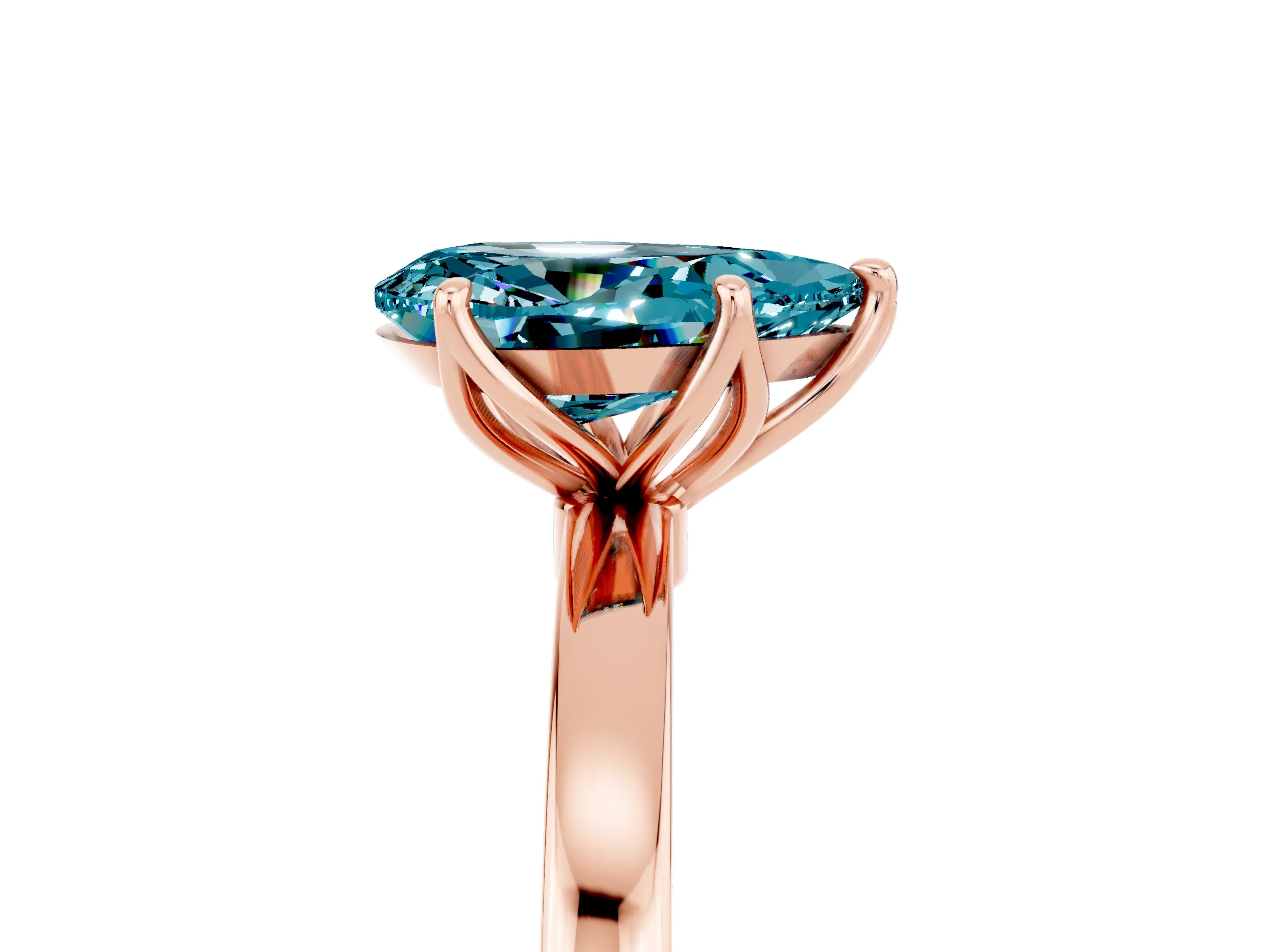 Rose gold Pear Cut Solitaire Diamond Ring with Thin Band and Four-Prong Setting_5