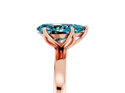 Rose gold Pear Cut Solitaire Diamond Ring with Thin Band and Four-Prong Setting_5