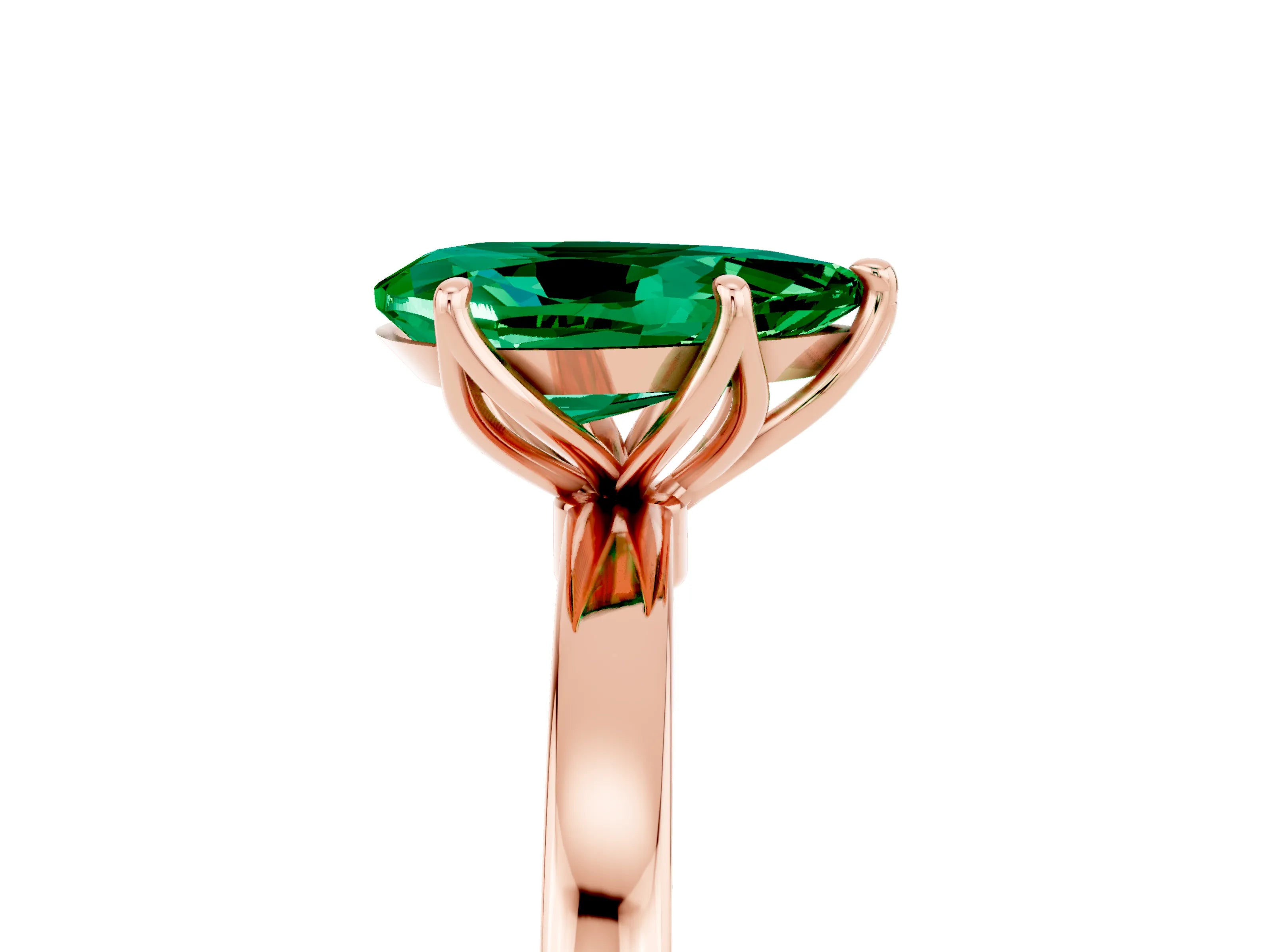 Rose gold Pear Cut Solitaire Diamond Ring with Thin Band and Four-Prong Setting_5
