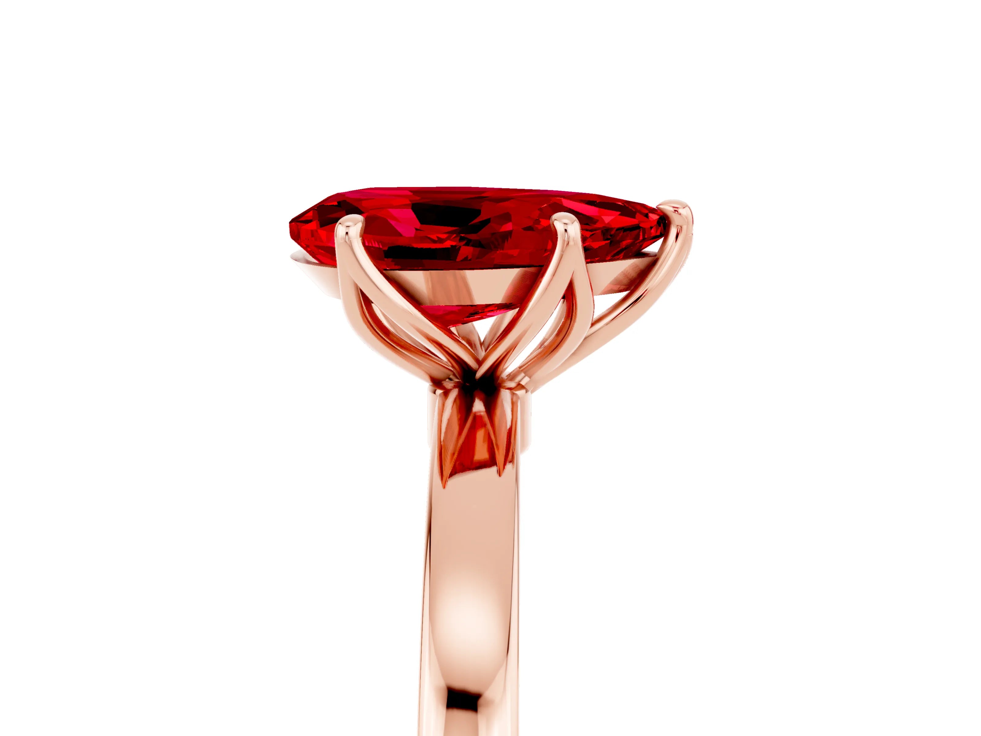 Rose gold Pear Cut Solitaire Diamond Ring with Thin Band and Four-Prong Setting_5