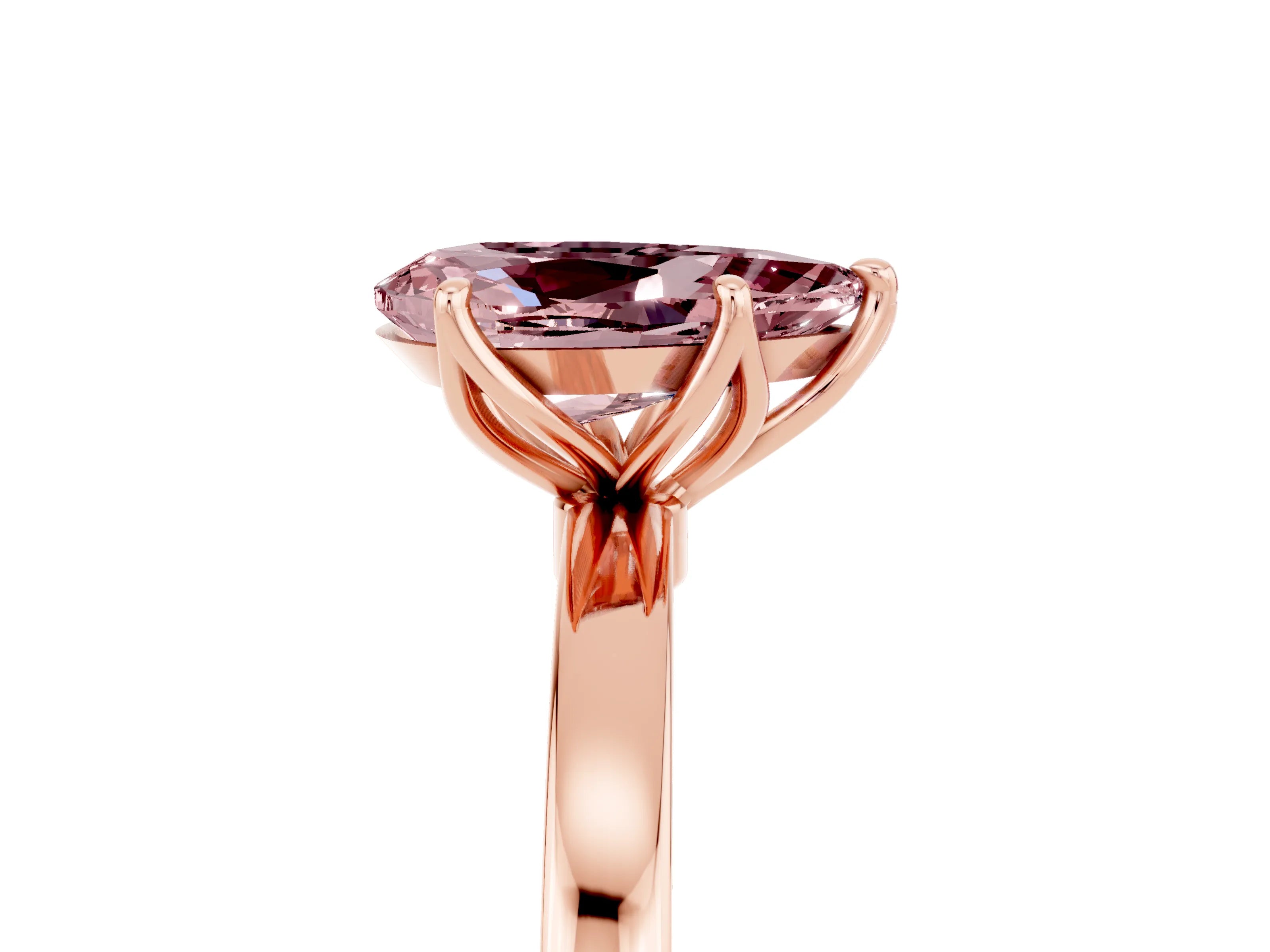 Rose gold Pear Cut Solitaire Diamond Ring with Thin Band and Four-Prong Setting_5