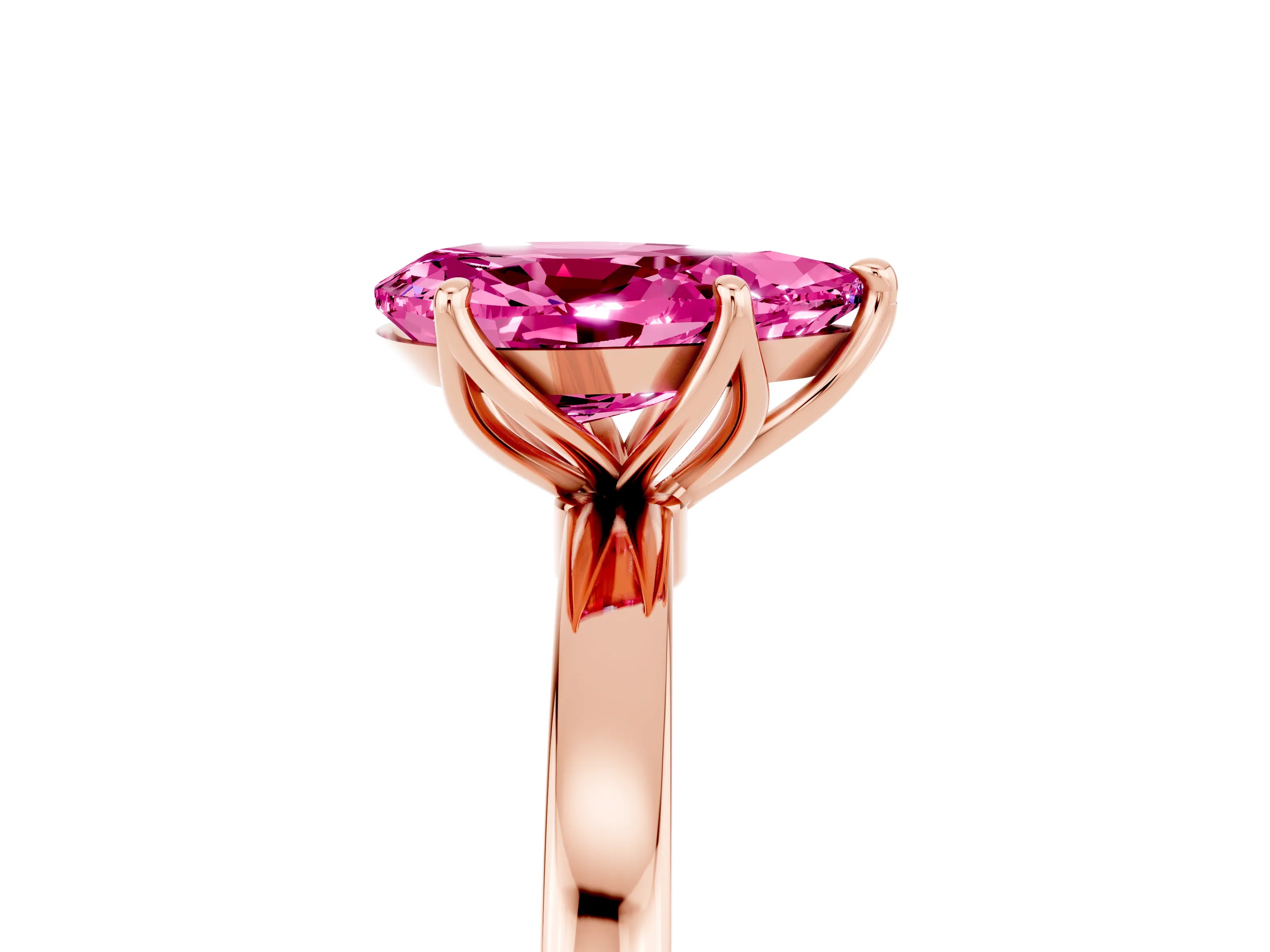 Rose gold Pear Cut Solitaire Diamond Ring with Thin Band and Four-Prong Setting_5