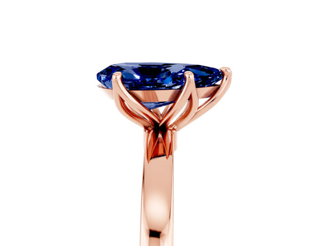 Rose gold Pear Cut Solitaire Diamond Ring with Thin Band and Four-Prong Setting_5