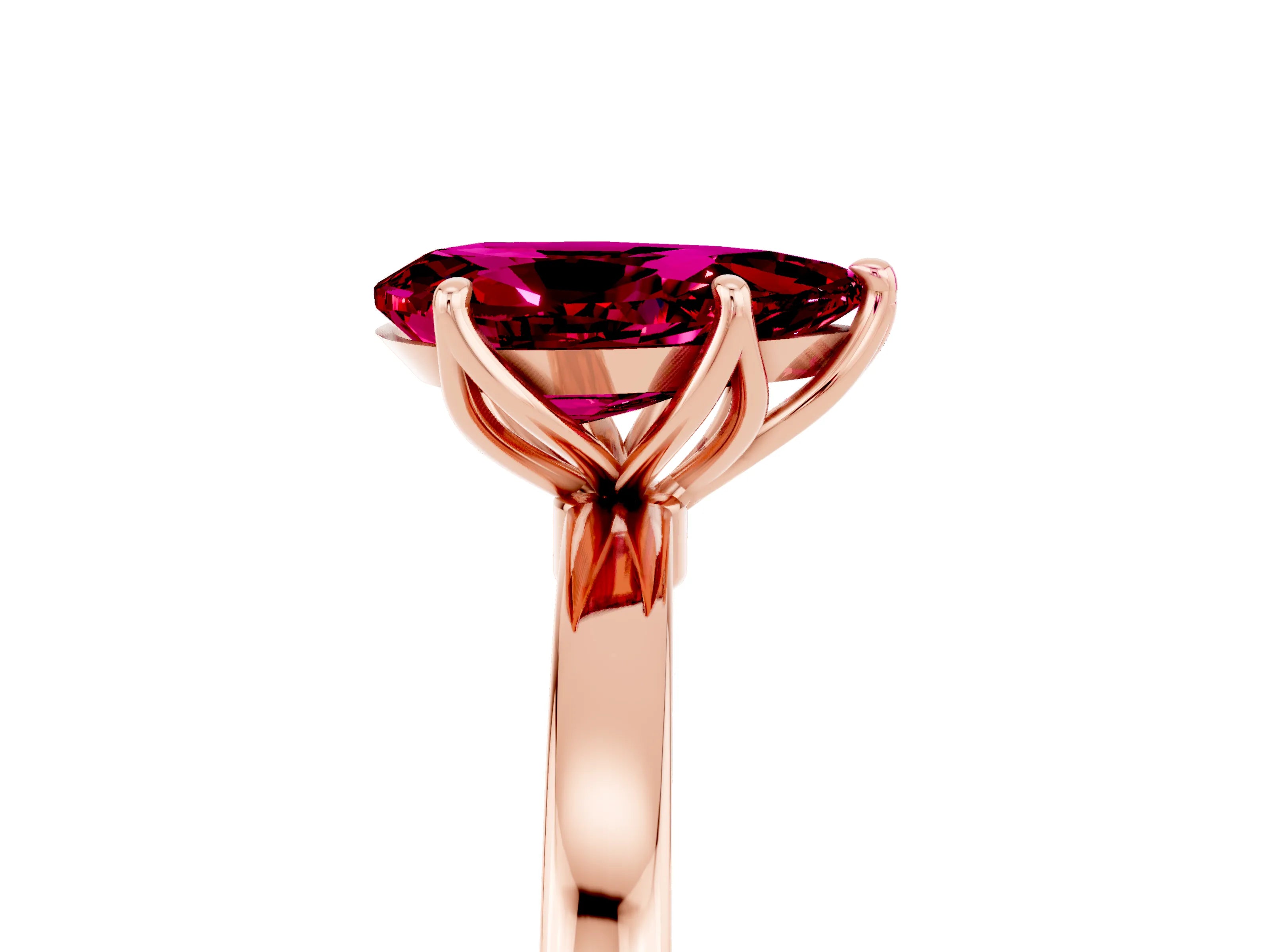 Rose gold Pear Cut Solitaire Diamond Ring with Thin Band and Four-Prong Setting_5