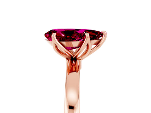 Rose gold Pear Cut Solitaire Diamond Ring with Thin Band and Four-Prong Setting_5