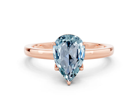 Rose gold Pear Cut Solitaire Diamond Ring with Thin Band and Four-Prong Setting