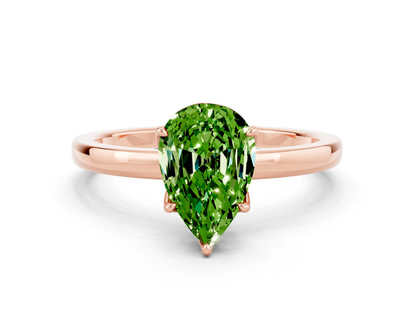 Rose gold Pear Cut Solitaire Diamond Ring with Thin Band and Four-Prong Setting