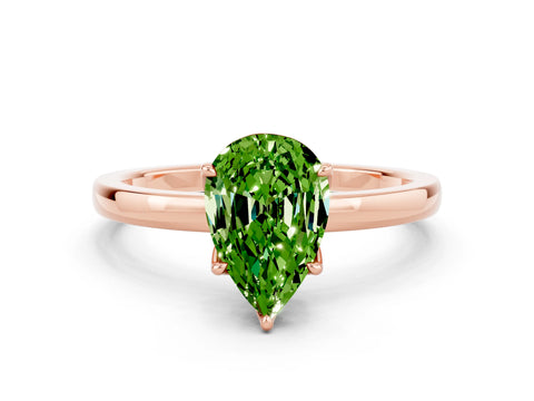 Rose gold Pear Cut Solitaire Diamond Ring with Thin Band and Four-Prong Setting