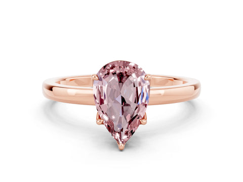 Rose gold Pear Cut Solitaire Diamond Ring with Thin Band and Four-Prong Setting