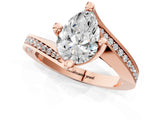 Rose gold Pear Cut Solitaire Diamond Twist Band with Pavé Setting and Four-Prong Setting_4