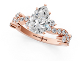 Rose gold Pear Cut Solitaire Diamond Twisted Band with Pave Setting_60