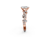 Rose gold Pear Cut Solitaire Diamond Twisted Band with Pave Setting_61