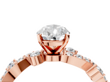Rose gold Pear Cut Solitaire Diamond Twisted Band with Pave Setting_63